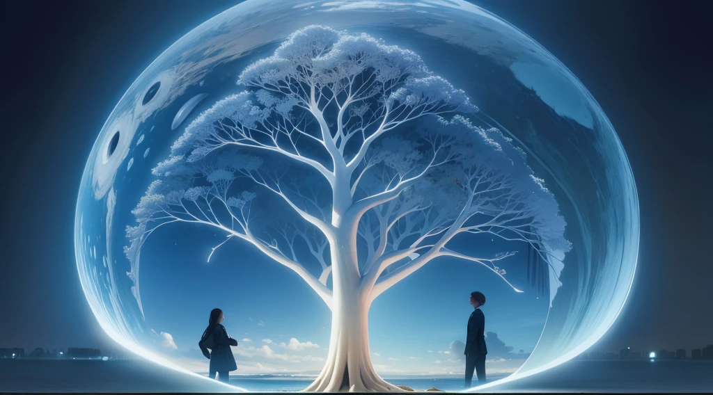 Tree of life inside the human eye, universo ao fundo, Hiper realista