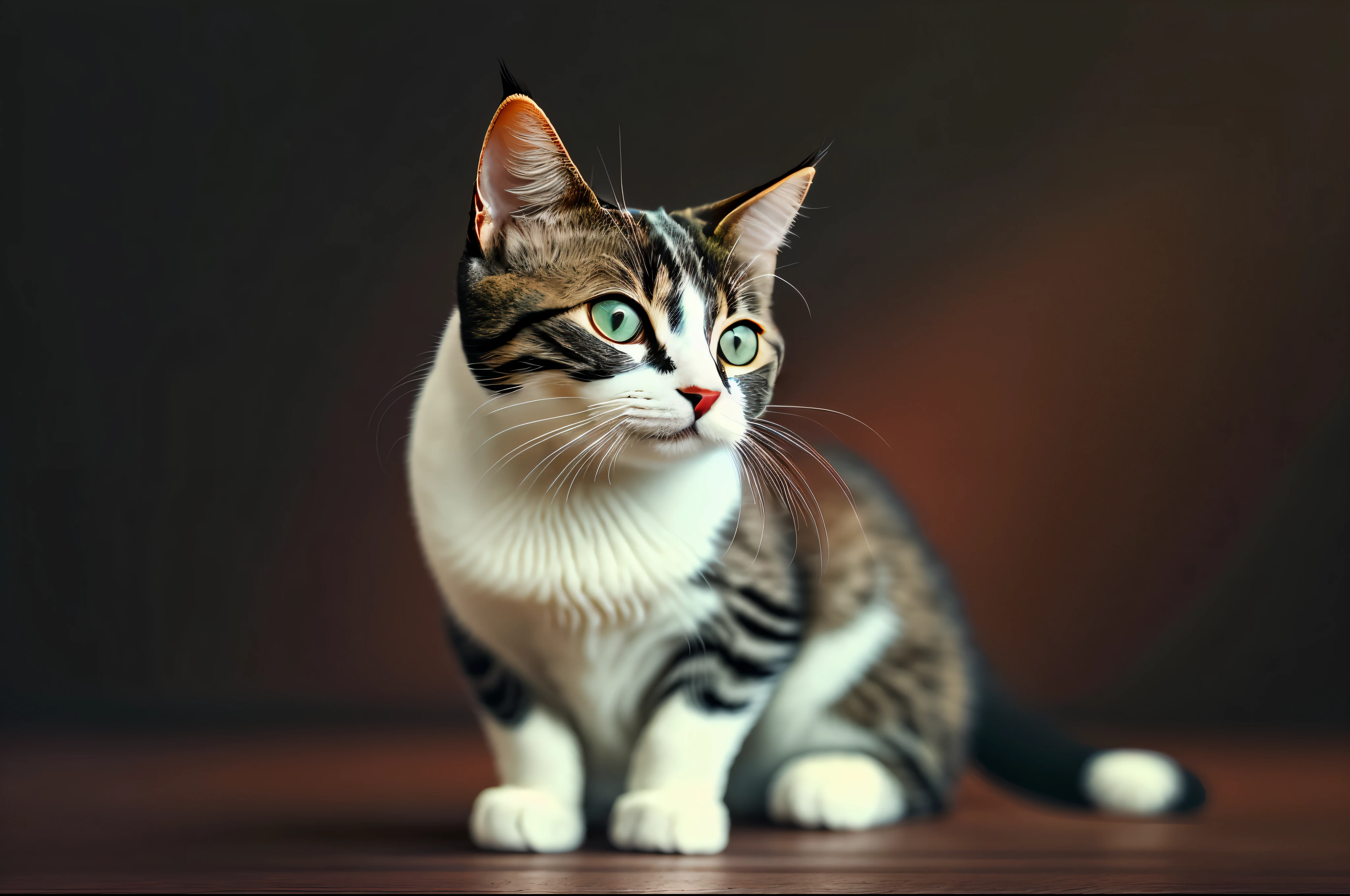 A Cat on a Black background, in the style of minimal retouching, back button focus, minimalistic and clean, stylish, smooth surfaces --auto --s2