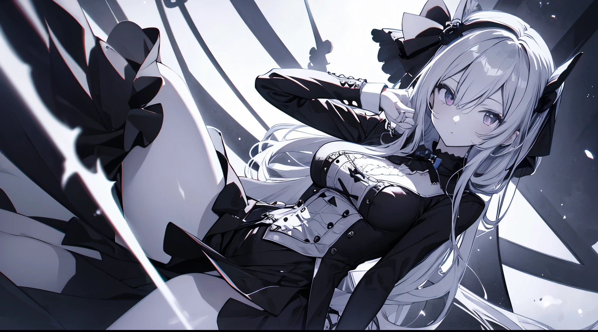 monochrome gothic yandere anime girl