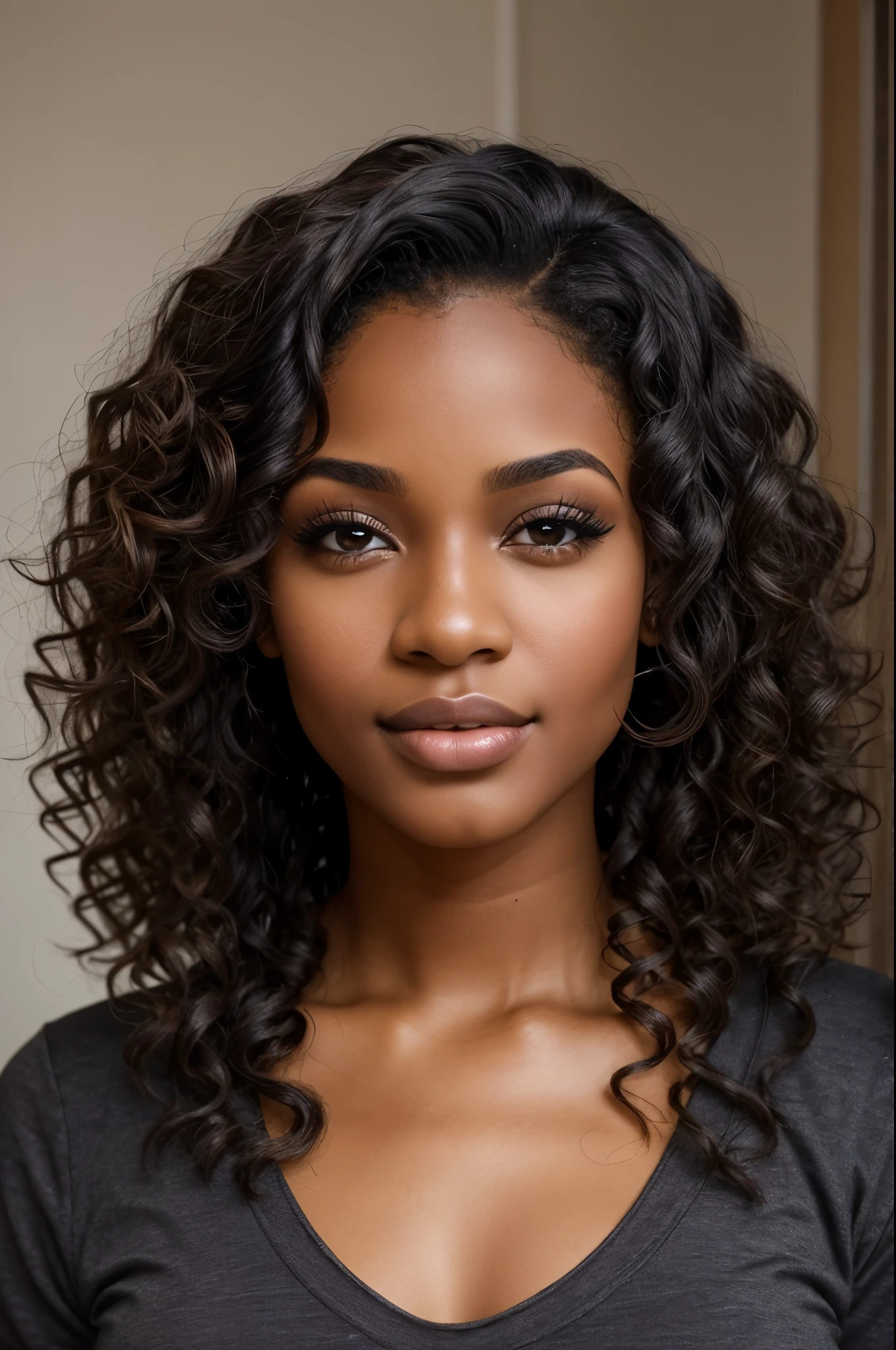 25 year old, Beautiful, black woman, beautiful brown eyes, smooth skin with very slight imperfections, beautiful lips with dyed curly grey hair