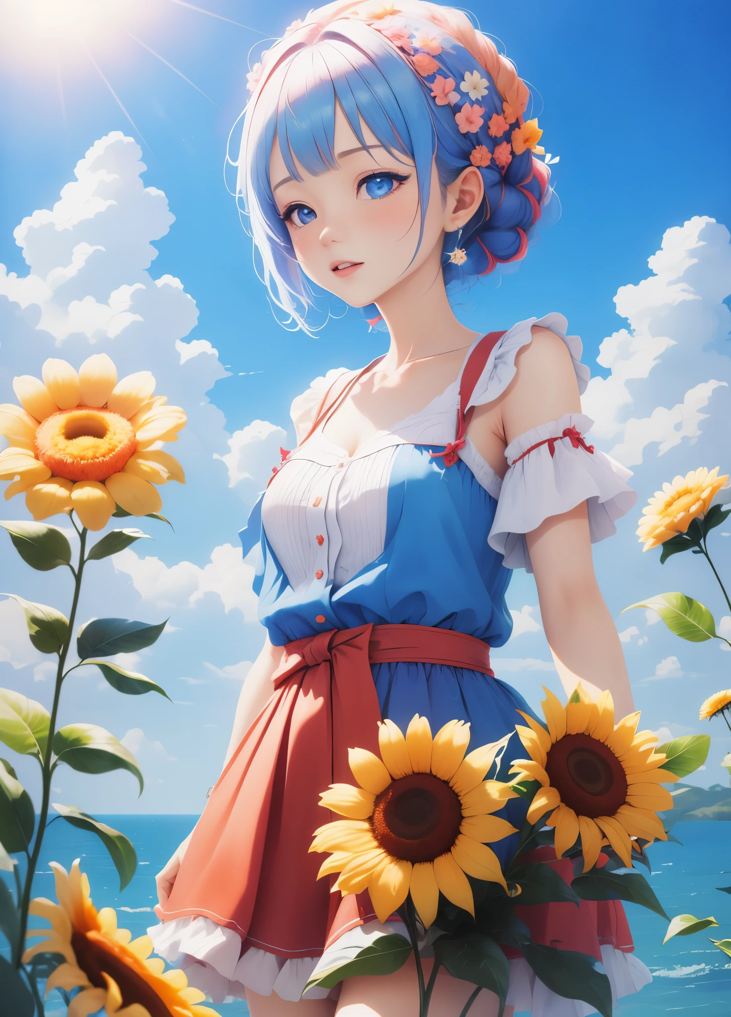 himawari,Colorful, blue-sky, High definition details