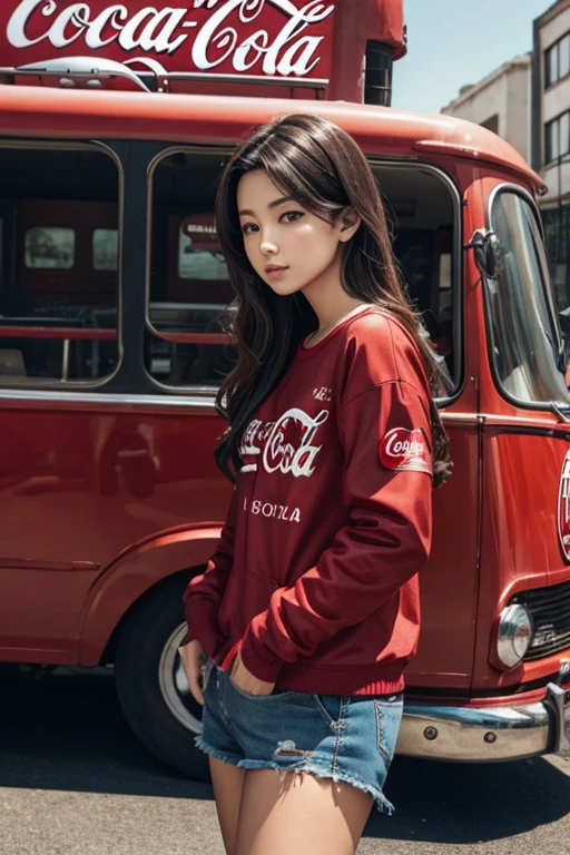 Woman, coca-cola clothes