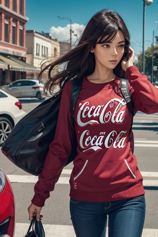 Woman, coca-cola clothes