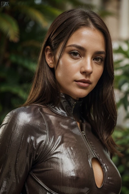 Breathtaking cinematic photo of a 30 year old girl with brown hair and olhos castanhos, Feliz, expression joyful, boca fechada, Beautiful lips, detalhes intrincados, profundidade de campo rasa, altamente detalhado, high budget, Hollywood epic movie, gorgeous, master part, Premiado, profissional, altamente detalhado, Textura detalhada da pele, (corar: 0.5), (arrepios: 0.5). (the most Beautiful woman in the world) (brown hair) (cabelos curtos e cacheados, Cabelos selvagens, corte elegante) rosto fino, nariz fino, Beautiful, very Beautiful, perfeito face, delgado body (delgado), (brown hair) (olhos castanhos ) (pele branca) Corpo bonito, Face ocidental, Predatory eyes, pink lips, coxas grossas. corpo inteiro, Beleza Ocidental, nariz fino, Beautiful, perfeito, ((best quality)), ((Ultra resolution)), ((fotorrealista: 1.4)), (detalhes intrincados), perfeito face, maquiagem: 1.5 , rosto claro, detalhes faciais. Front view ((uniforme, tactical bodysuit, fantasia de agente, Spy))