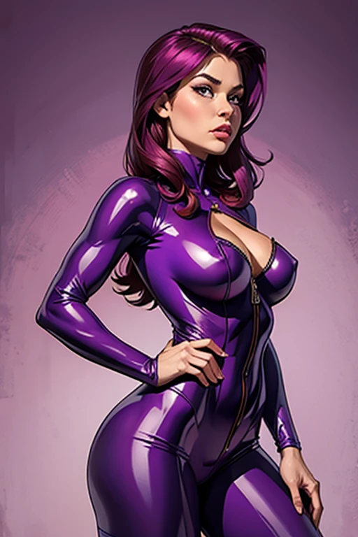 Woman, grape fanta catsuit