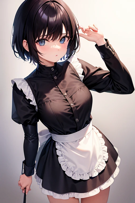 Cool girl, short hair, wear anime maid