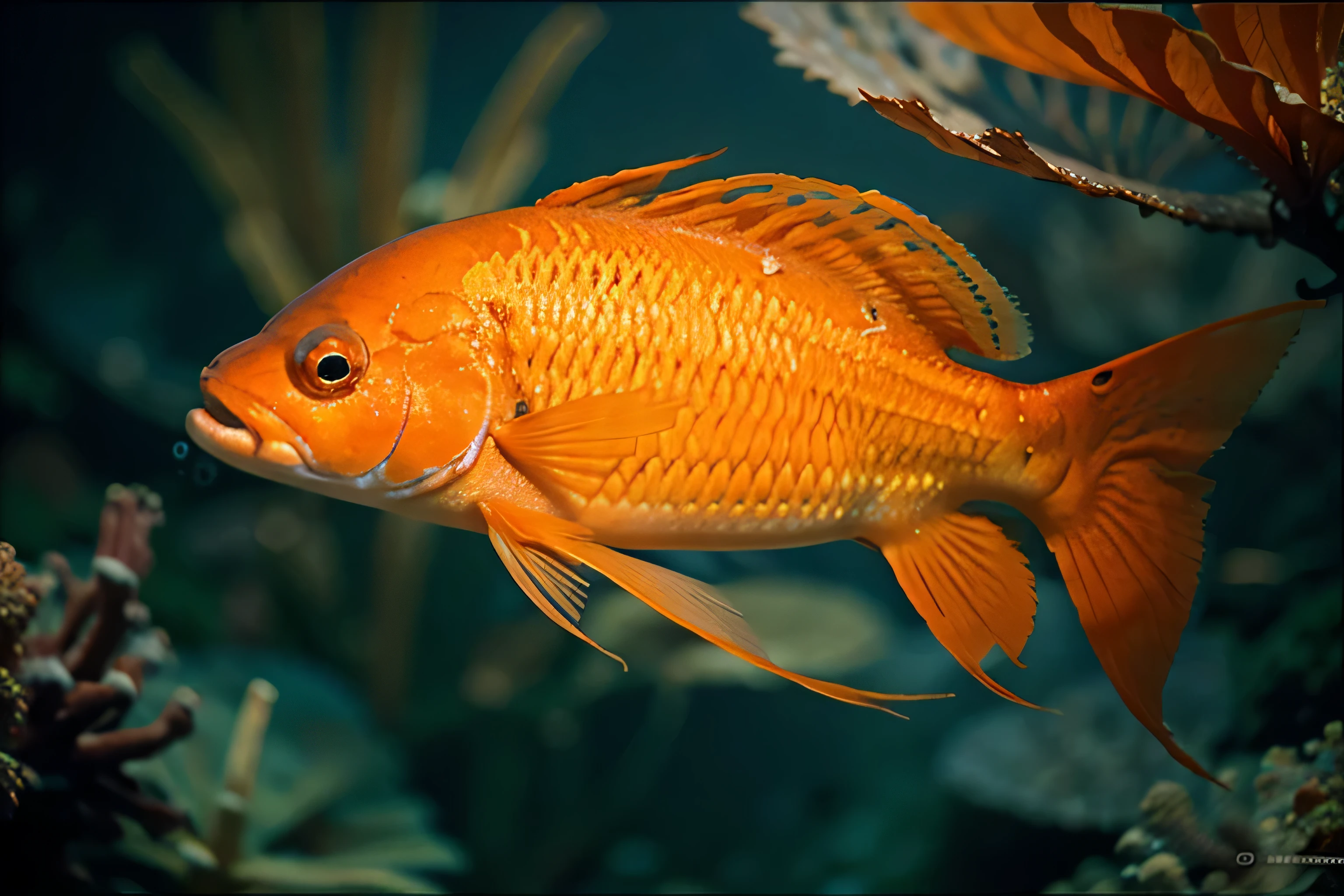 close-up de peixe laranja debaixo d&#39;water
