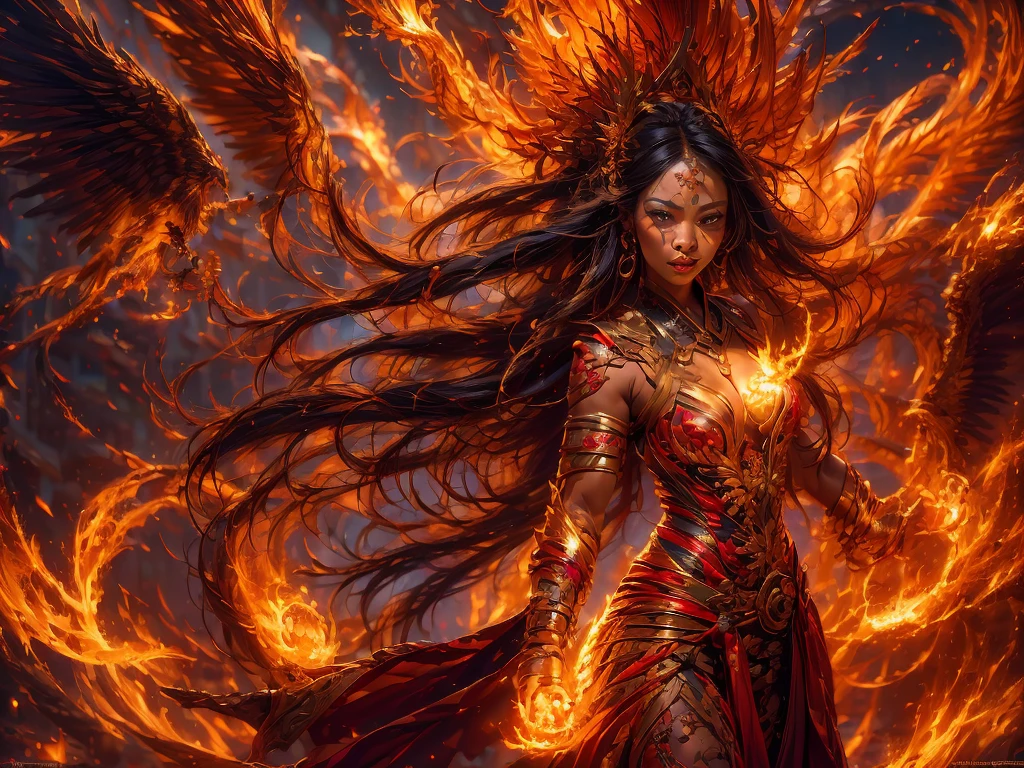 (masterpiece, top quality, best quality, official art, beautiful and aesthetic:1.2), (1girl:1.3), extreme detailed,(fractal art:1.3),colorful, highest detailed, (very dark skin), (golden lips, black eyes), (light painting :1.3), (auto-destructive art :1.3)