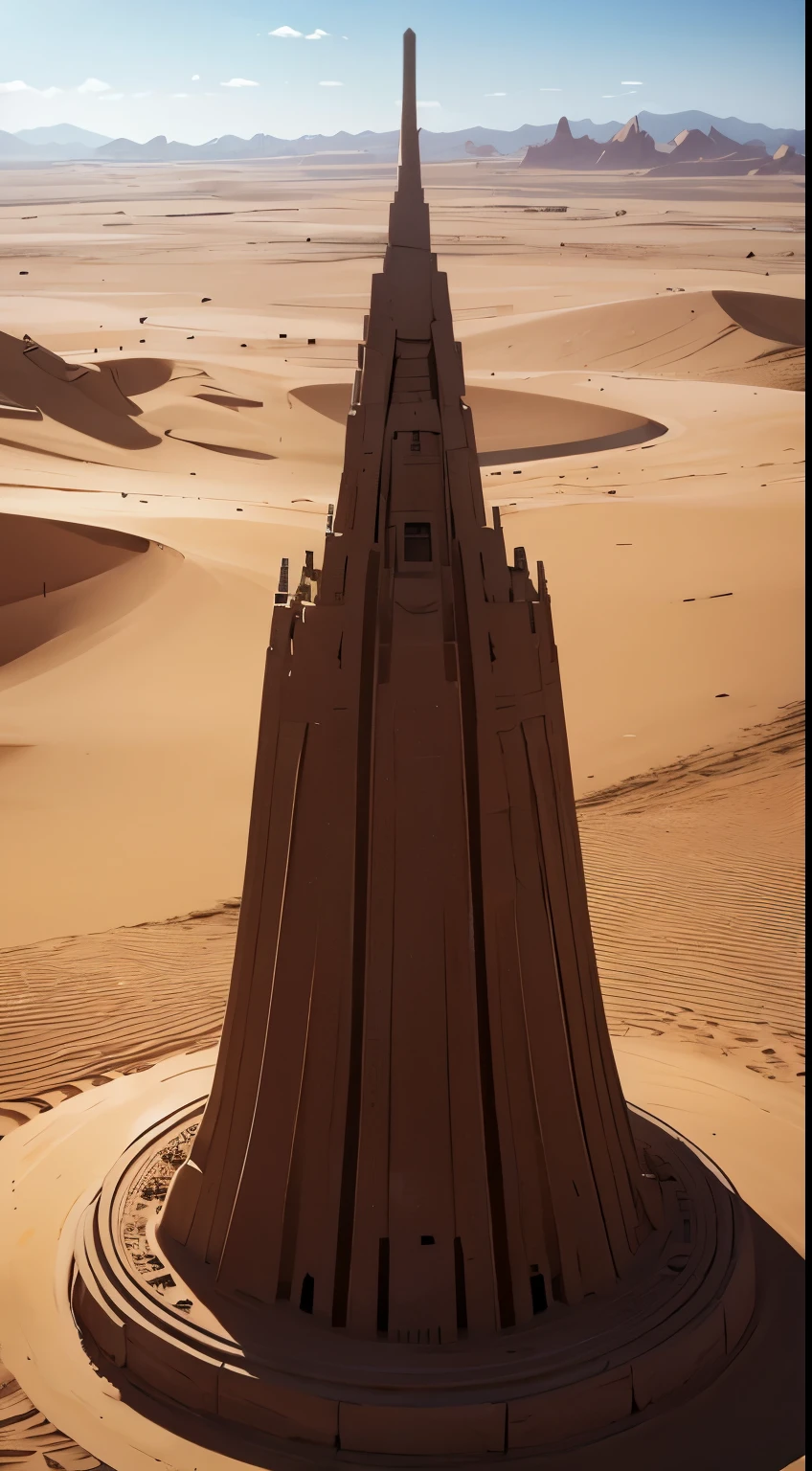 Estatua gigante de um rei inponente sendo construida no deserto por hebreus.