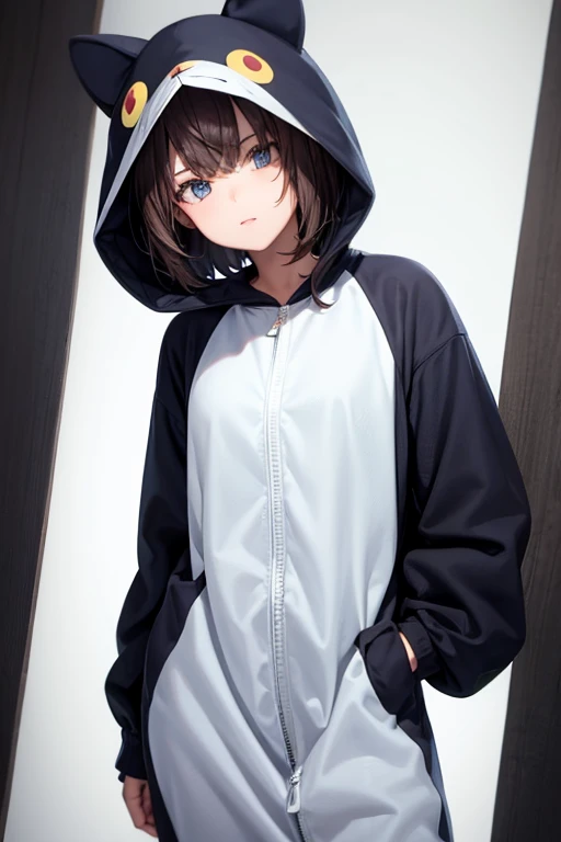 Cool girl, short hair, wear kigurumi