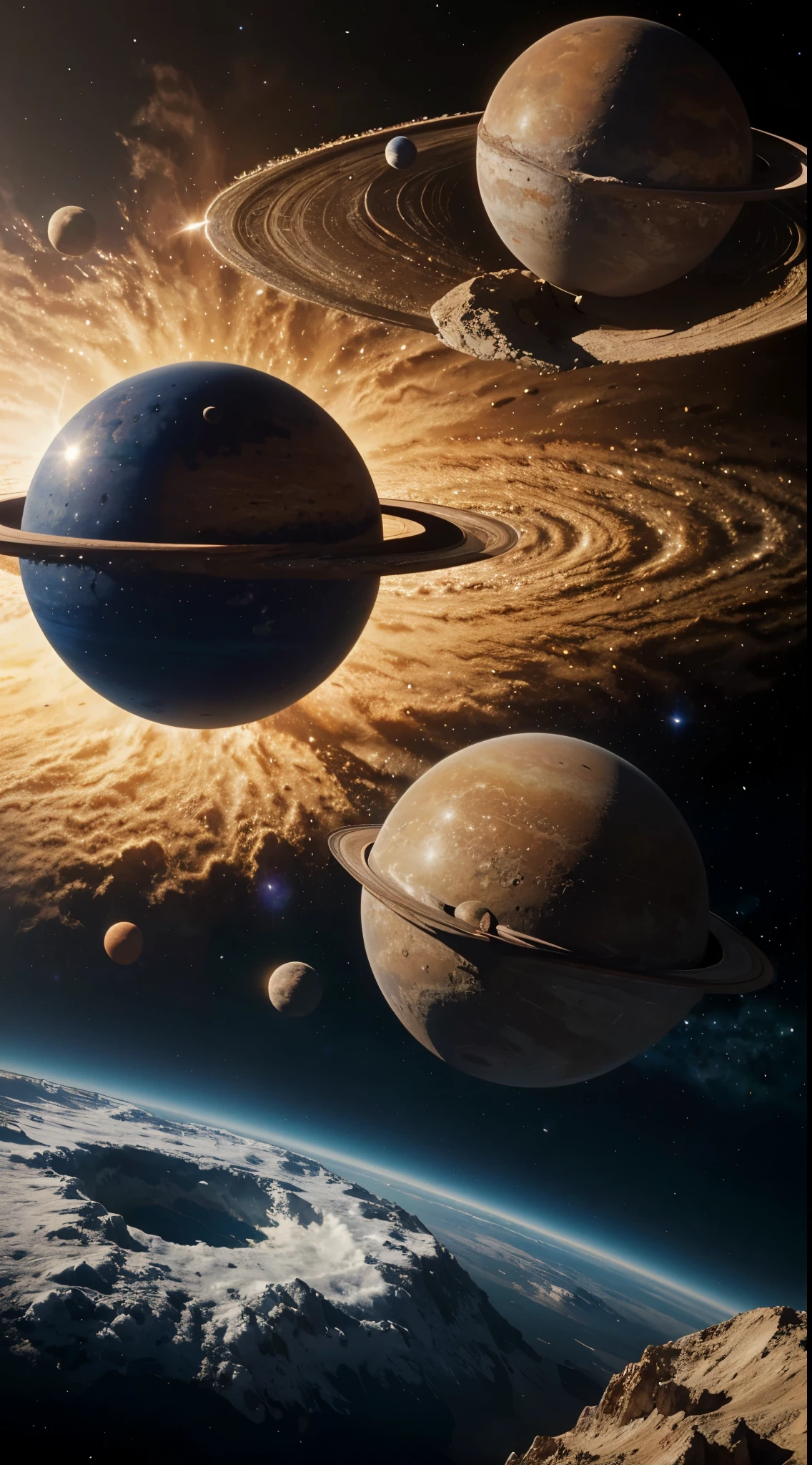4 planets , best quality,4k,8k,high resolution ,masterpiece