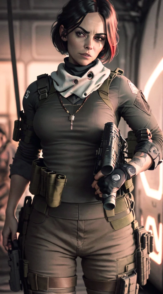 a woman in a black uniform holding a rifle and a red light, airsoft cqb, rb6s), special forces, fps shooter game, rb6s, rb 6 s, monochrome and red color bleed, fps game, military photography, hq 4k phone wallpaper, french special ops, game promotional poster, warzone background, helghast, airsoft close quarter combat