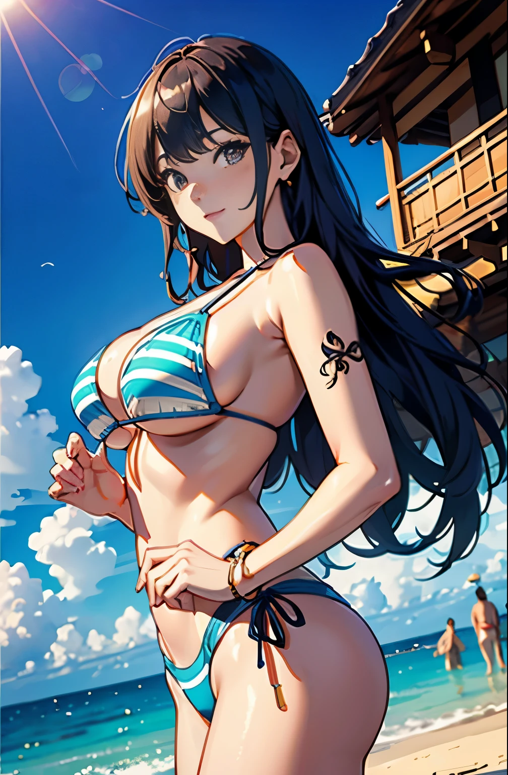 (((​master piece))),(hyper quality::1.5), Hyper Detailed,Perfect drawing,。.。.。.。.。.3D,8K Illustration、(((clearface)))、summer sunlight、Sunflower Mountains、Hi-Res、japanes、1 persons、 Lady、ssmile、Beautiful skins、Lustrous hair、((beautiful proportion))、((Luxury swimwear))、(((Beautiful swimsuit)))、Japan background、nice background、((beatiful backgrounds))、(((Detailed drawing)))、Perfect Beautiful Girl、((Perfect Photo))、((emotional))、((Luxury))、spot light