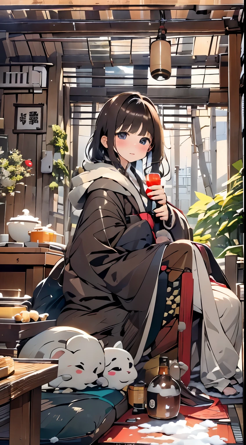 (A Japanese Lady: 1.4), Big Eyes with Eyes, Aqua Eyes, One Eye Closed, Shadow, Texture, Sitting on a Bench, Big Jar of Wine on the Table in Front of You, Bold, Smiling, High Heels, Ancient Bistro in the background, Best Quality, Ultra High Resolution, (Realism: 1.4), Super Detailed, Captures the Innocence, Spookiness, Vitality, Wonder and Exploration of the Characters, Character 3D Person photorealistic mix checkpoint model woman game character realistic women --auto --s2