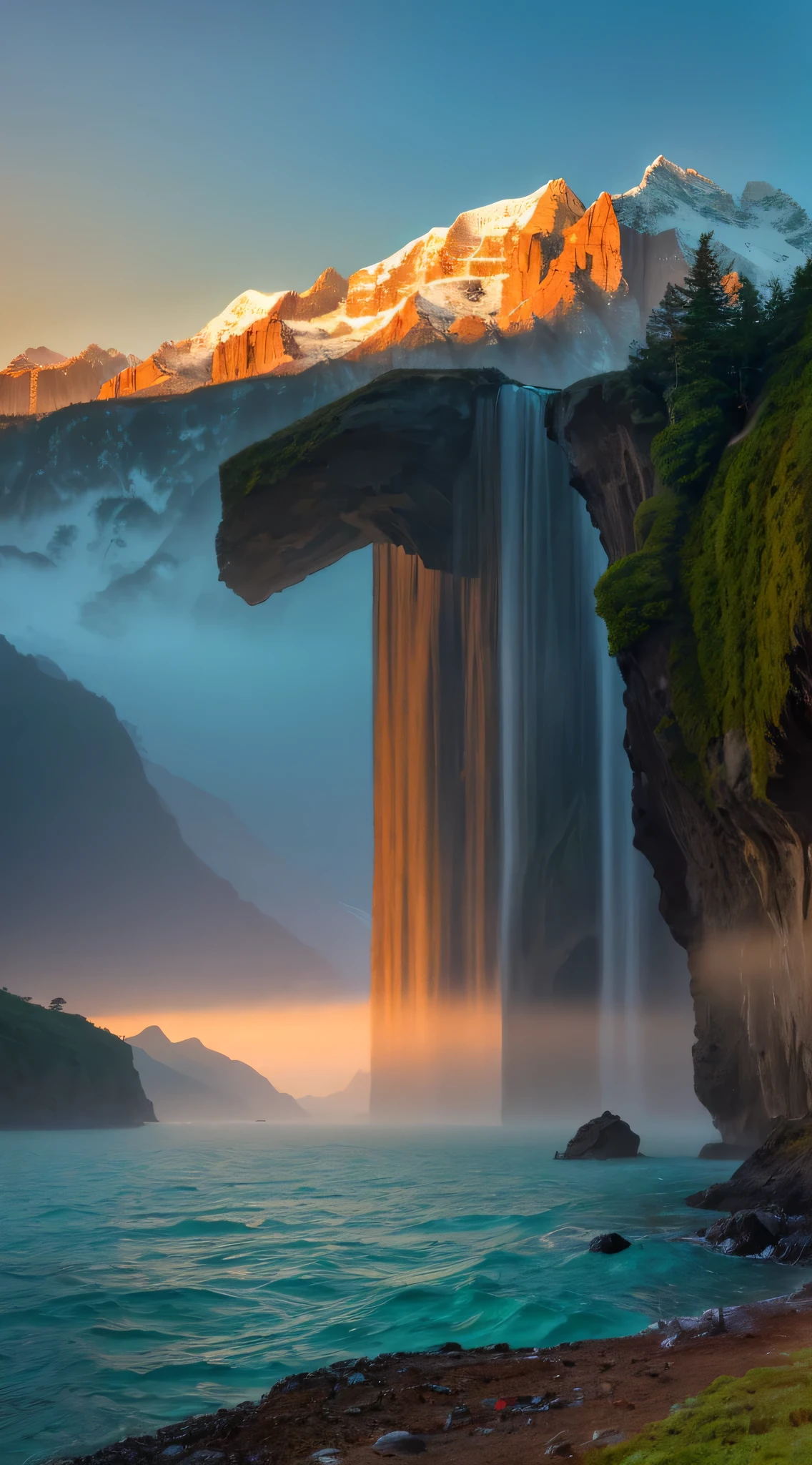 (Best quality at best,4K,8K,A high resolution,tmasterpiece:1.2),ultra - detailed,(actual,photoactual,photo-actual:1.37),amazing scenery, amazing scenery, Majestic mountain ranges, The water in the lake is very clear, lush green meadow, Multi-colored wildflowers, Un bosque tranquilo, Majestic waterfall, Vibrant sunrises and sunsets, vast valley, cascading rivers and streams, snow covered mountain peaks, Pristine beach, Vast ocean, Dramatic cliffs and rock formations, Serene countryside, tranquil ambiance, unpretentious beauty, amazing views, Dynamic and ever-changing weather conditions, Soothing sounds of nature, warm and soft sunshine, Cool breeze, dramatic lights, Nature views, Harmony of elements, natural diversity, Picturesque, A sense of awe and tranquility, endless exploration, Escape from life