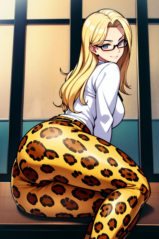 Teacher Sexy Leopard pants Blonde hair