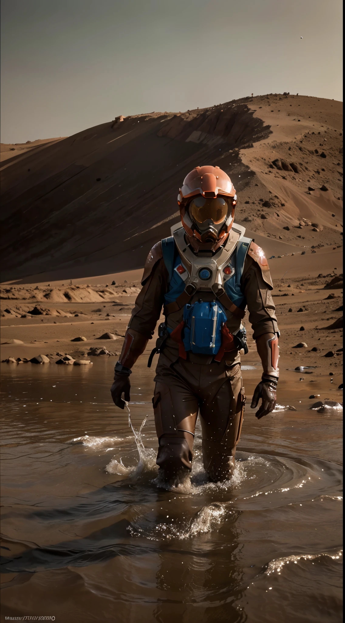 humans discovering water in mars, best quality,4k,8k,high resolution ,masterpiece