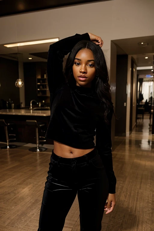 Black woman Teenager Sexy Velvet pants