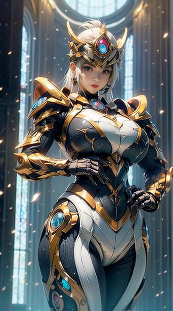 ((Motor Unreal 5)), Renderizado realista, Excelente, (Traje completo:1.2), (peto), (RUDDER), staring at the camera, 1chica de pie en el estudio, Cara hermosa, (Maquillaje Kpop), CGImix, (Fotorrealismo:1.2), Cara UHD ultrarrealista, (enormes tetas falsas:1.4), (pechos gigantescos:1.1), (muscular glutes), (caderas anchas), (muslos gruesos), cintura delgada, Figura de reloj de arena, medio cuerpo, ((piel radiante)), ((piel brillante)), Cuerpo realista y perfecto, ((Ella es )), ((Piel limpia)), fotorrealista, Bokeh, Desenfoque de movimiento, Obra maestra, Altas Resoluciones, 1080p, Super detail, piel texturizada. estilo doom