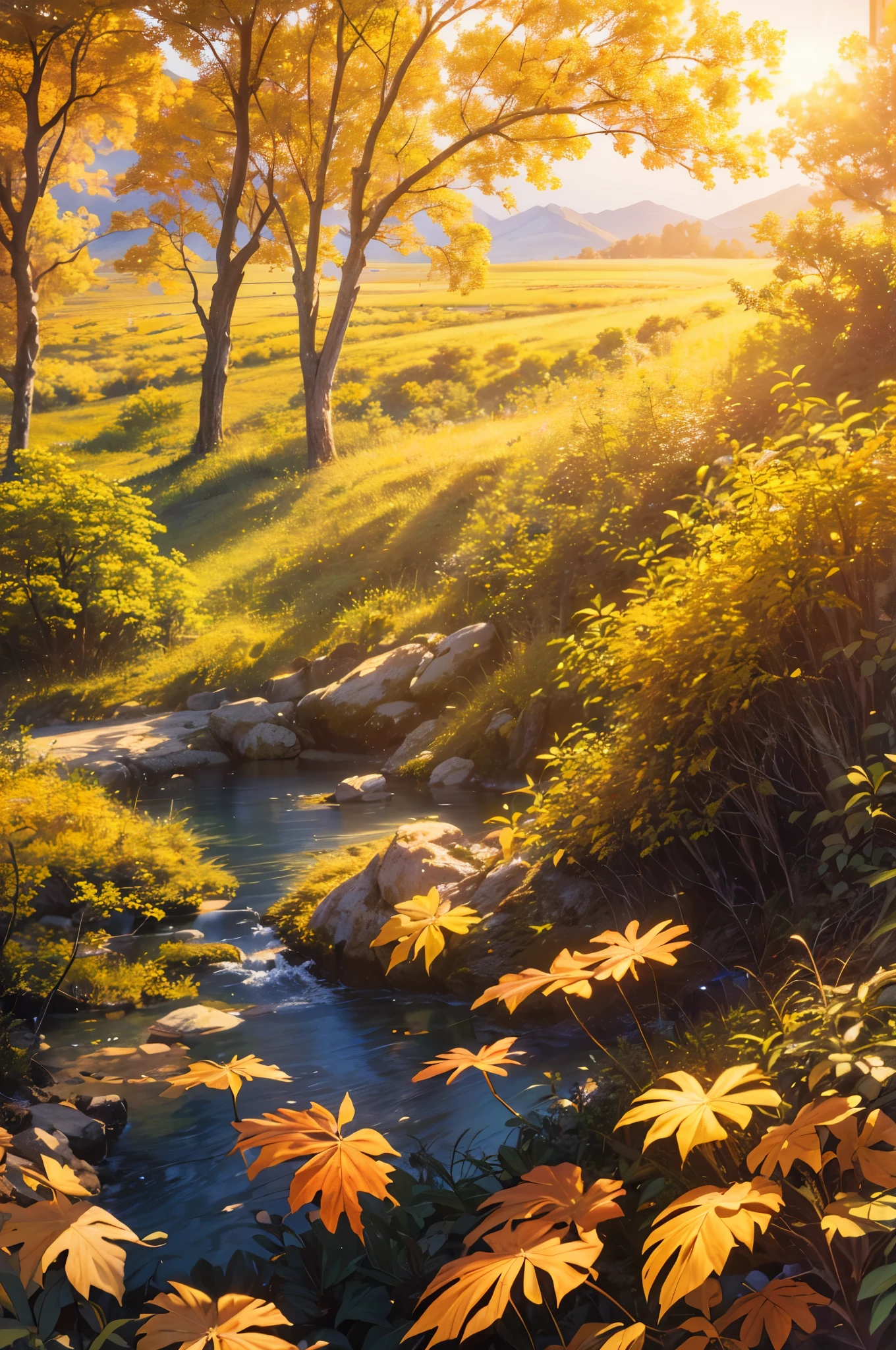 (best quality,4k,8k,highres,masterpiece:1.2),ultra-detailed,(realistic,photorealistic,photo-realistic:1.37),beautiful mountain landscape,serene and breathtaking,gorgeous sunset with orange and purple clouds,mystical atmosphere,magnificent natural beauty,tranquil and magical scene,rolling hills and verdant valleys,colorful and vibrant sky,dreamlike and enchanting view,slender trees silhouetted against the horizon,soft and warm golden sunlight filtering through the clouds,peaceful and serene ambiance,gentle breeze rustling the leaves,unspoiled and untouched wilderness,deep sense of awe and wonder.