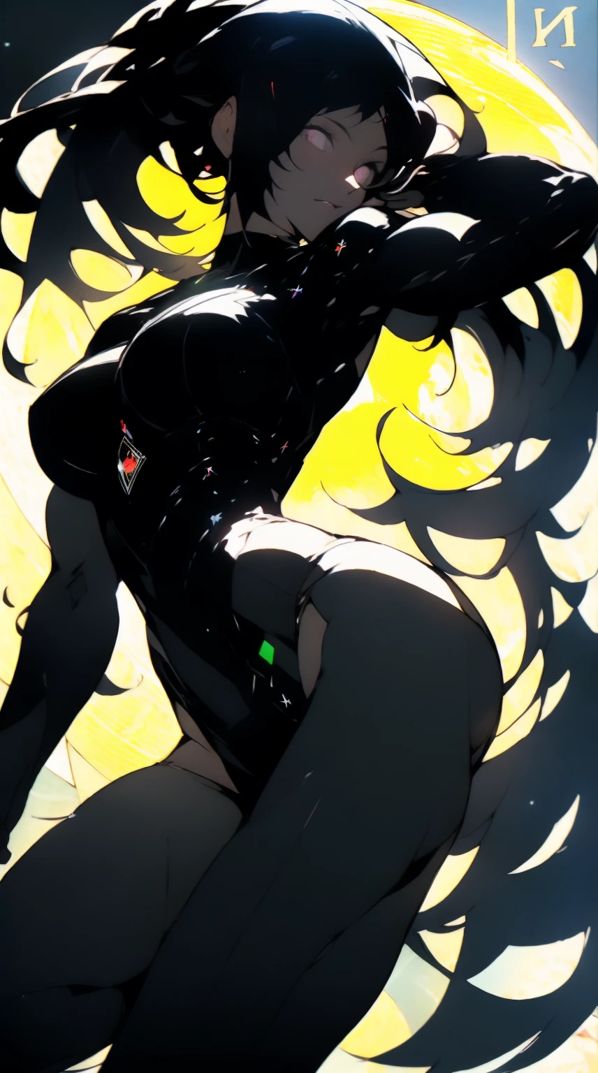((La mejor calidad)), ((Obra maestra)), (Detallado: 1.4), absurdo, Caucasian female fighter pilot defined muscular body, Llevar una trenza, muslos desnudos medio gruesos, boca cerrada, solo bragas, muscular body parts covered by technological clothing, (((senos grandes)) Perfecto, Escote generoso, ((negro, Ropa amarilla y roja)), Alemania, tonos pastel, pelo largo y liso rubio con polilla, Ropa interior corta, liguero, por mucha, niji --V5, cerca de real, La mejor calidad,desnudo, psychopathic, cara loca, pose sexy, background with a negro eagle symbol of Alemania, Ropa de 2 piezas, star and lightning designs on arms, cyberpunk, negro bra with the eagle covering the breasts, (((clothes with the colors of the flag of Alemania)))), hombreras puntiagudas, ojos azules, HDR (High Dymanic Range),Trazado de rayos,NVIDIA RTX,Super-Resolution,Irreal 5,Subsurface dispersion, Textura PBR, Post-procesamiento, Anisotropic filtering, Profundidad de campo, Maximum clarity and sharpness, Texturas multicapa, Albedo y mapas especulares, Sombreado de superficies, Accurate simulation of light-material interaction, proporciones perfectas, Renderizado de octanaje, two-color illumination, Amplia apertura, ISO bajo, balance de blancos, Regla de los tercios, 8K RAW, crysisnanosuit