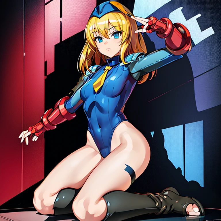 ultra-detailed, Explicit, Beautiful body, Beautiful Nose, Beautiful character design, perfect eyes, perfect face, ultra highres, 4K, beautiful legs, perfect legs, Nice hands, Perfect hand, Masterpiece, Best Quality, Highly detailed, illustration, absurdres, street fighter, doll suit, shadaloo doll, dollsuit, expressionless, blank eyes, looking at viewer, red gloves, emotionless, black latex, corrution, mind control, female combatant, full body, hypnotized, unhappy trance, full body suit, ribbed bodysuit, both arms at side, obey, perfect female body, extremely glossy latex, hypnosis, hypnoLora, empty eyes, Mind control device, poses, submissive_pose, Slave, hat, necktie, kneeling straight, kneeling, kneeling at attention, hat, necktie, belt, latex, ribbed bodysuit, thighhighs, garter belt, Fighting Stance, military, thigh boots, solo, 1girl, Ootomo Sourin, Blue eyes, blonde hair, medium hair, Sengoku Otome, pray, nun, cross