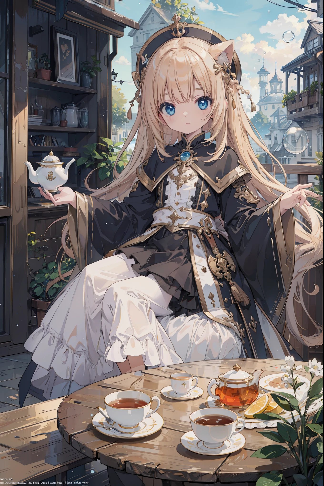 absurd, absolute resolution, incredibly absurd, super high quality, super detailed, official art, unity 8k wall, masterpiece
BREAK
Subject: God
Subtitle: particulate fluorescent bubbles, little guy, cute, God's tea party