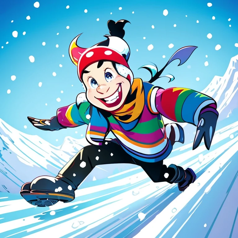 cartoon graffiti colorful background snow running smile