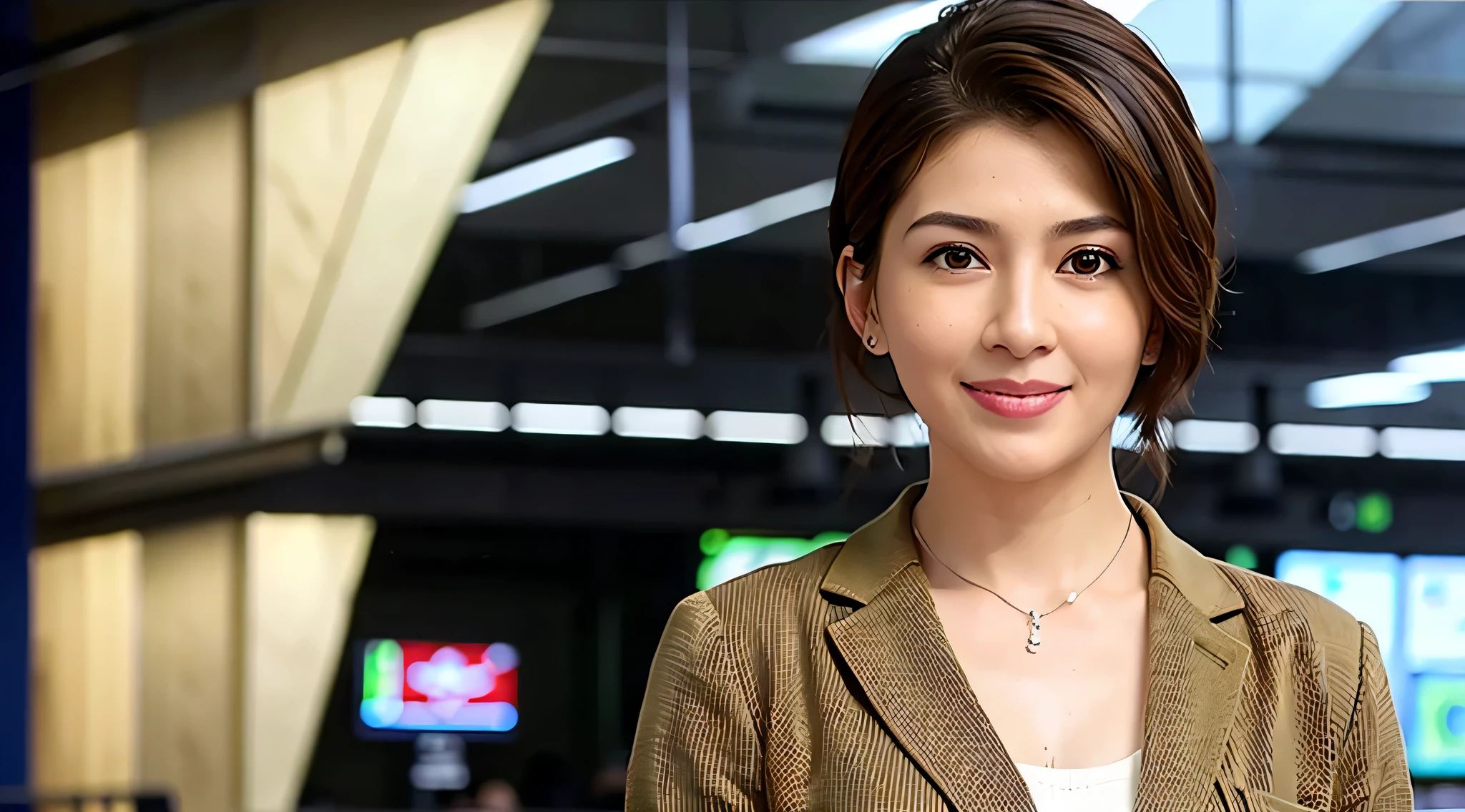 (airport:1), afternoon, (doctor gown:1), bright brown fringe short hair, light brown eyes, 1girl, 20 years old, innocent, (photorealistic), (intricate details:1.2),(masterpiece, :1.3),(best quality:1.4), (ultra highres:1.2), ultra high res, (detailed eyes), (detailed facial features), HDR, 8k resolution, (lens flare:0.7), turn around, busy on examine report, face viewer