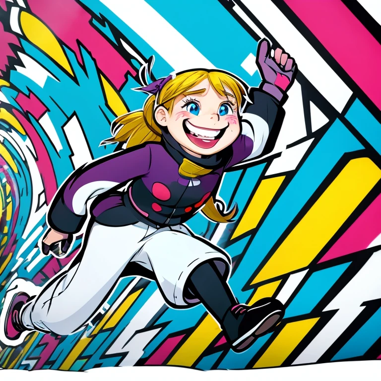 cartoon graffiti colorful background snow running smile