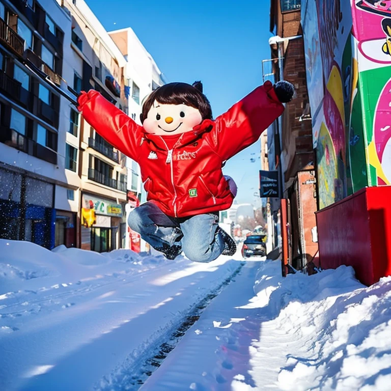 cartoon graffiti colorful background snow running smile