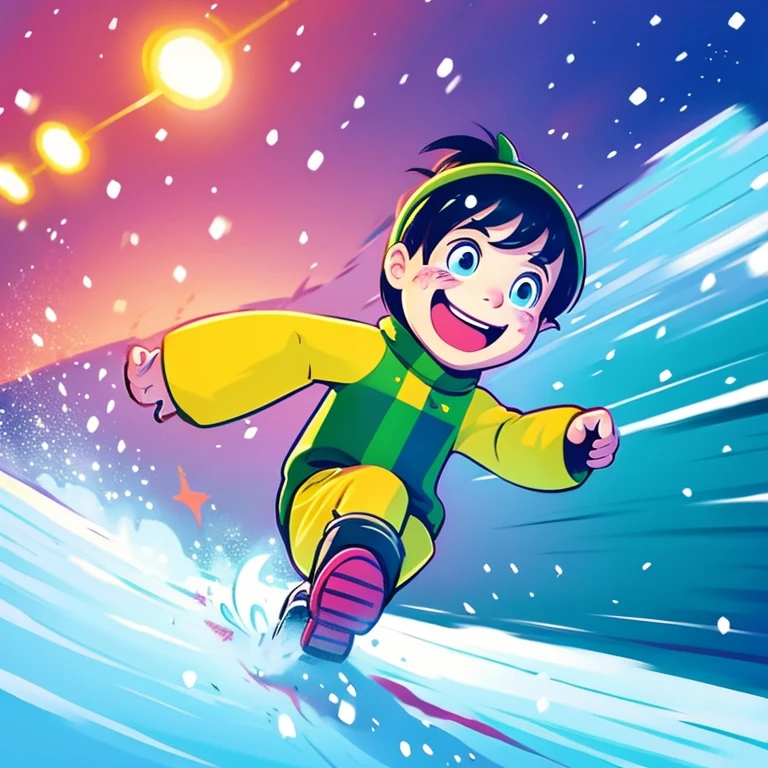 cartoon graffiti colorful background snow running smile