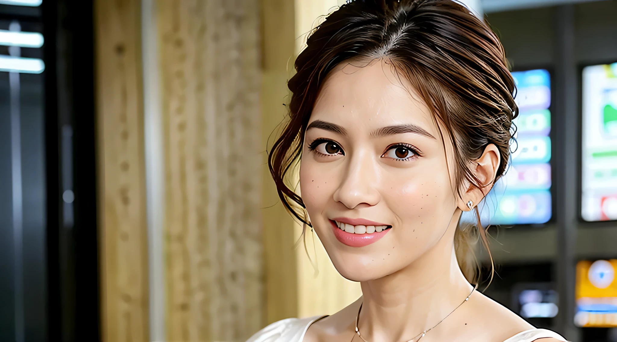 (airport:1), afternoon, (doctor gown:1), bright brown fringe short hair, light brown eyes, 1girl, 20 years old, innocent, (photorealistic), (intricate details:1.2),(masterpiece, :1.3),(best quality:1.4), (ultra highres:1.2), ultra high res, (detailed eyes), (detailed facial features), HDR, 8k resolution, (lens flare:0.7), turn around, busy on examine report, face viewer