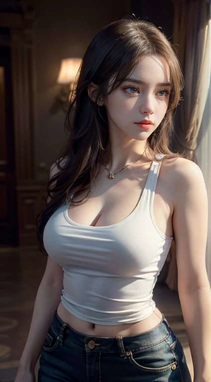 (best quality,highres:1.2),ultra-detailed,realistic,studio lighting,war-themed,professional,vivid colors,physically-based rendering,portraits
A girl with a good figure is wearing a tank top and ripped military pants. She stands tall and confident, holding a war gun in her hands. Her eyes are filled with determination and strength. Her lips are beautifully detailed, adding to her charm. The sunlight enhances the details on her face, creating a realistic portrait. The colors in the image are vivid and capture the intensity of the war theme. The studio lighting adds depth and dimension to the scene, making it appear ultra-detailed and professional. The physically-based rendering ensures a high level of realism, showcasing every shadow and texture with precision.