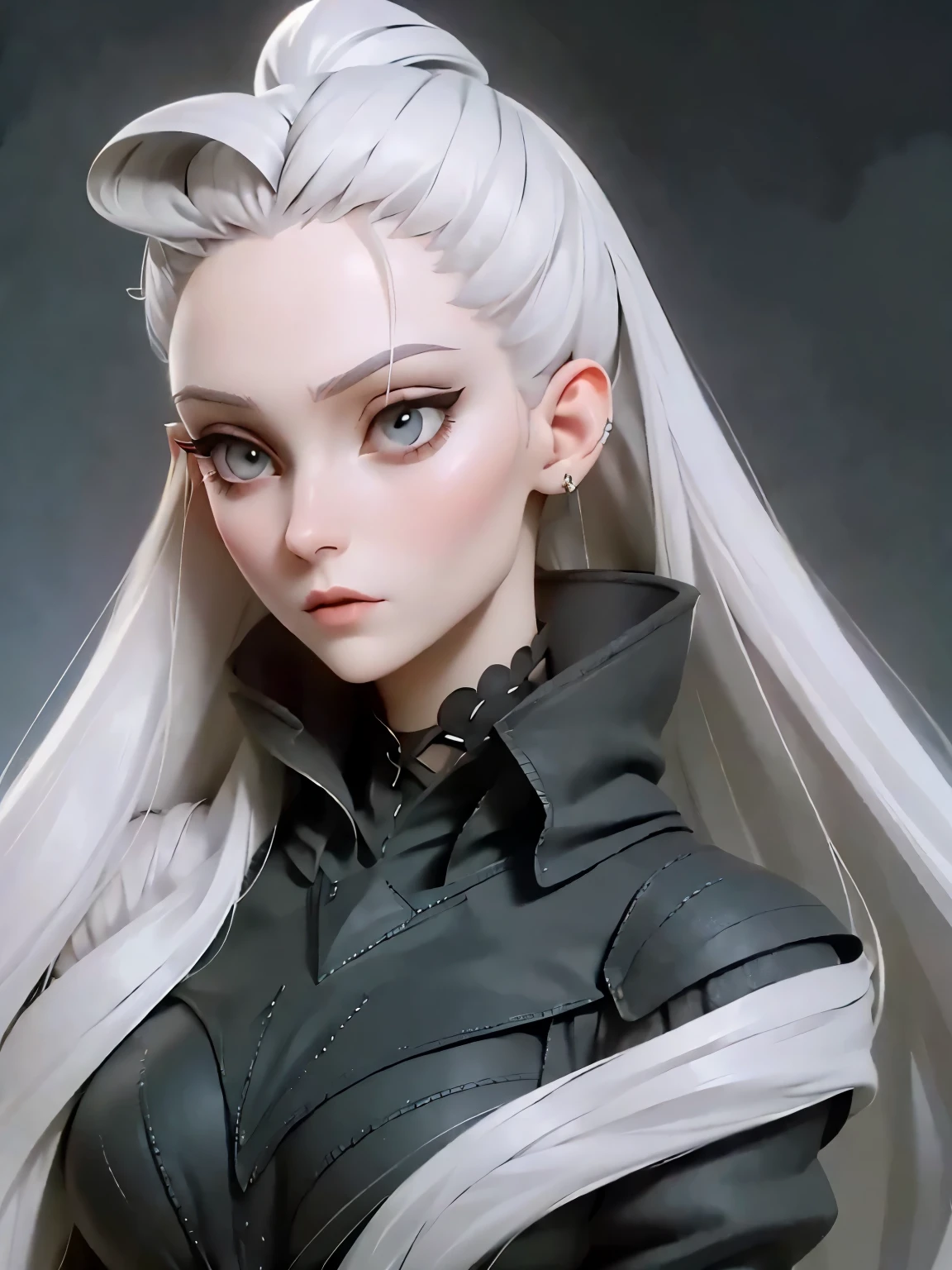 Manon is a young, extremely beautiful girl with fair skin. Long, moon white hair, ponytail and asymmetrical bangs, laid on one side, and eyes the color of pure silver. After meeting her people say, that she is the most beautiful woman, what have they ever seen