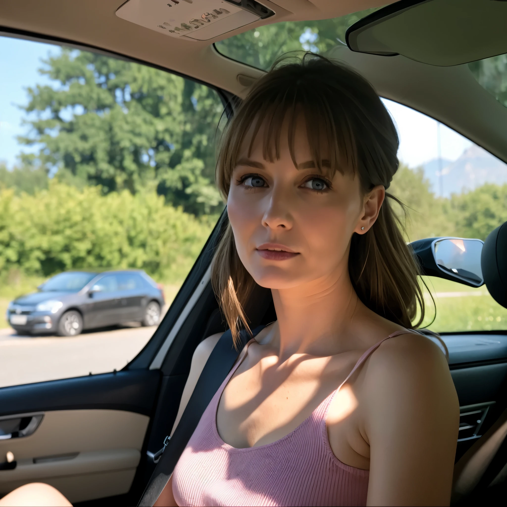Nackte Frau auf dem Auto