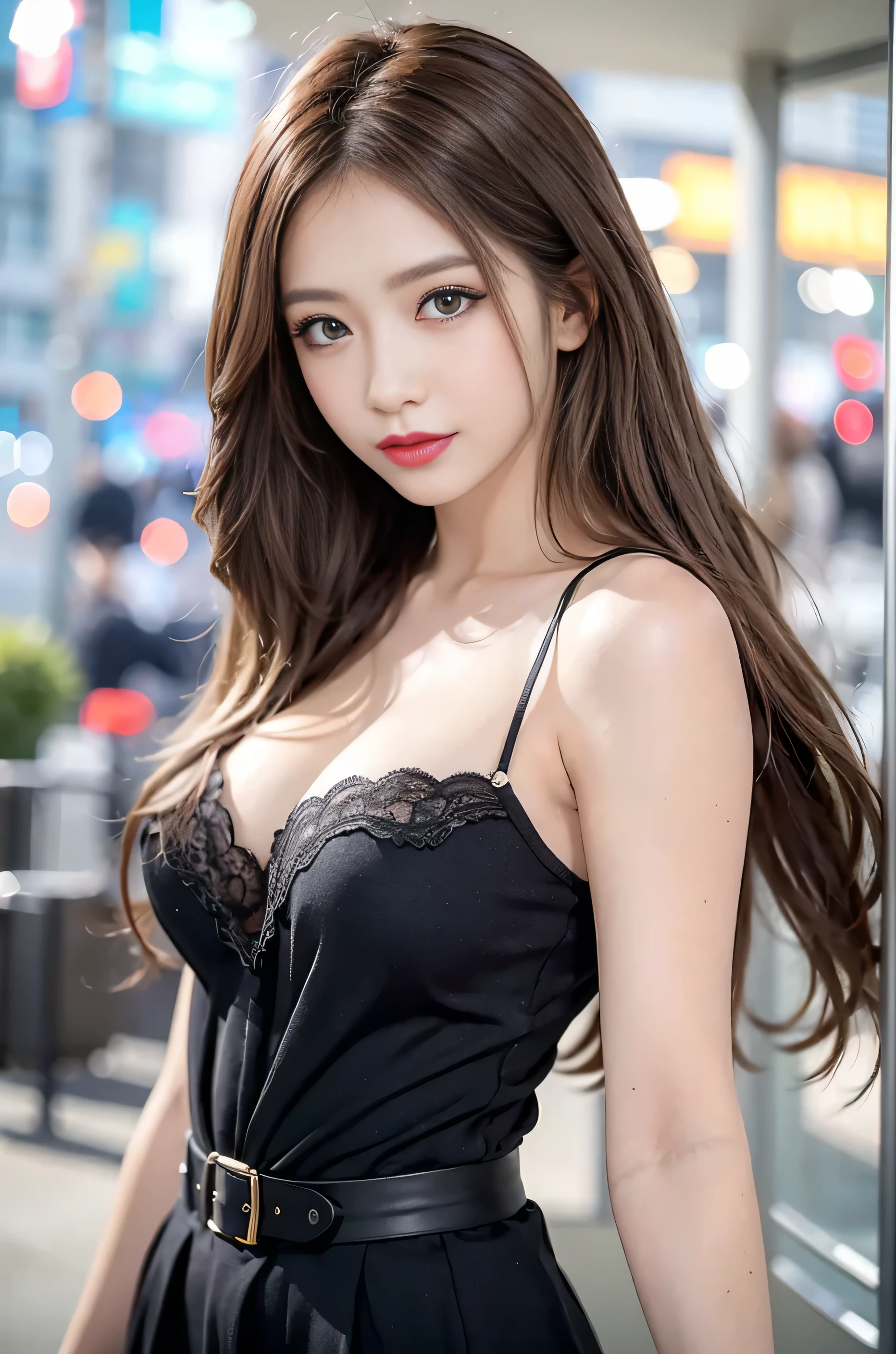 水色のdoressを着て街角でポーズをとる女性、top-quality、 1 a person、large full breasts、tag、发光、blur backgroun、bokeh dof、outside of house、(Street:0.8)、(a person々、Large crowds:1)、(lace-trimmed)doress:1.5、ノースリーブdoress、Water-colored suit、水色ハイネックdoress:1.2、ブルーdoress:1.5)、a gorgeous(semi long hair、Forehead:1.2)、shiny smooth light brown hair, Beautiful sky with details、耳环、(dynamicposes:1.2)、 (The upper part of the body:0.8)、Soft lighting、the wind、glowy skin、A smile、,(eyeshadows:1.3),(eye line:1.3),(mascara:1.3),(Red cheeks:1.3),(Sexy Lipstick:1.1),K-pop idols、hposing Gravure Idol、cowboy shot、(((Gal)))、