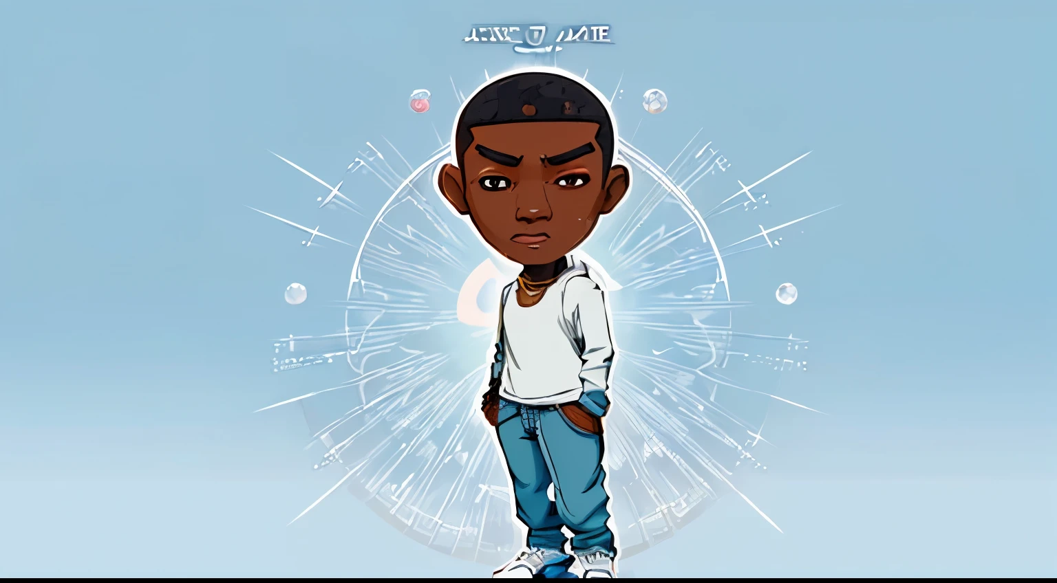 a close up of a Caramel Brown skin Male wearing Baggy Black Nike Sweatsuit Hoodie, white T-Shirt top underneath sweat jacket, light Blue stone washed Distressed Streetwear jeans with a Gemstone luxury belt on her waist,. African American character in tekken, half body close-up shot, male character, singlehighly detailed exquisite fanart, anime portrait of a high quality portrait, detailed character art, full art illustration, human male character art, highly detailed character design, male character design, ((adventure time style) anime style, screencap, (((flat colors))) (((detailed face))), tetradic colors, extremely detailed illustration, art by Mschiffer, cartoonish vector, JRPG