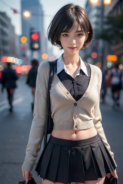 (((With the hem of the skirt:1.3))), (((skirt rift:1.3))), (((lift skirt myself:1.anties focus)), ((shool uniform)), ((Cardigan)), ((a miniskirt)), Modern old cityscape, (NSFW), 1womanl, Solo, 24 year old, 7headed body, (cute face), (Ideal ratio body proportions), (Composition from head to thigh), Smiling smile, erectile nipple, , Wet, short-hair, Dark hair, small tits, A slender, Small buttocks, beauty legs, Skinny Legs, surrealism, Cinematic lighting, depth of fields, One-person viewpoint, F/1.8, 135 mm, nffsw, masutepiece, ccurate, ((Anatomically correct)), Textured skin, Super Detail, high details, High quality, awardwinning, Best Quality, hight resolution, 8K
