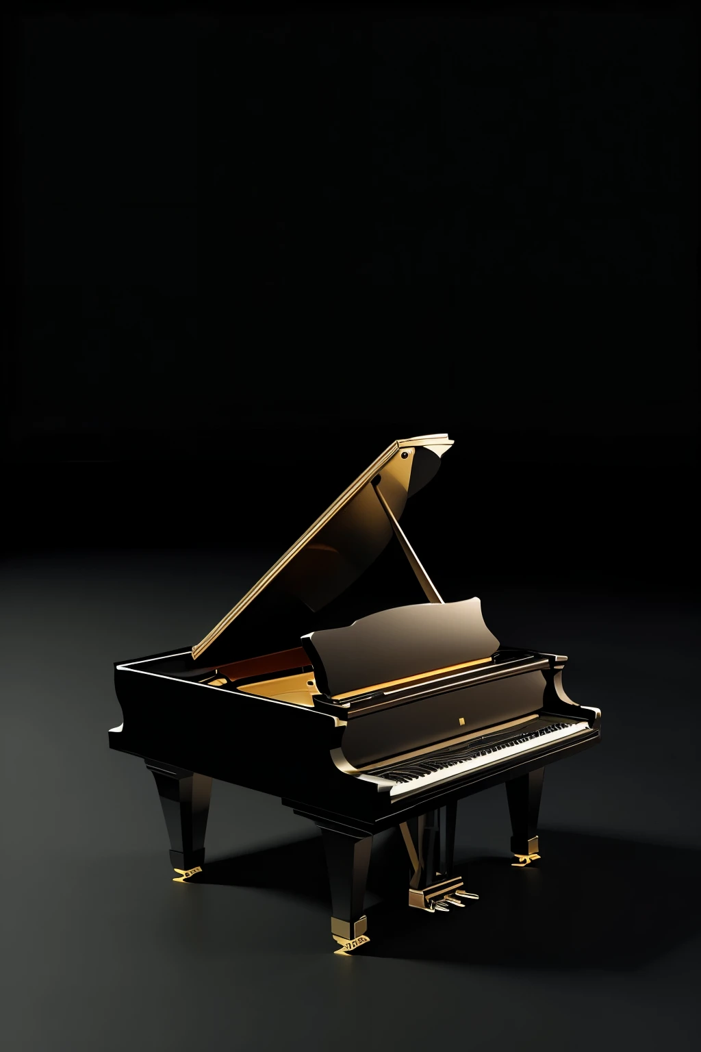 grand piano,3d clay render,3d illustrations,in a panoramic view,Realistic 3D style