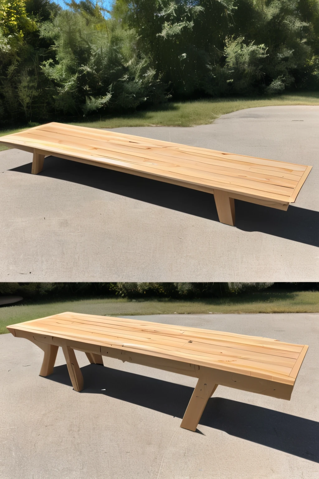 Create an artistic representation of a wood plank wearing a bikini