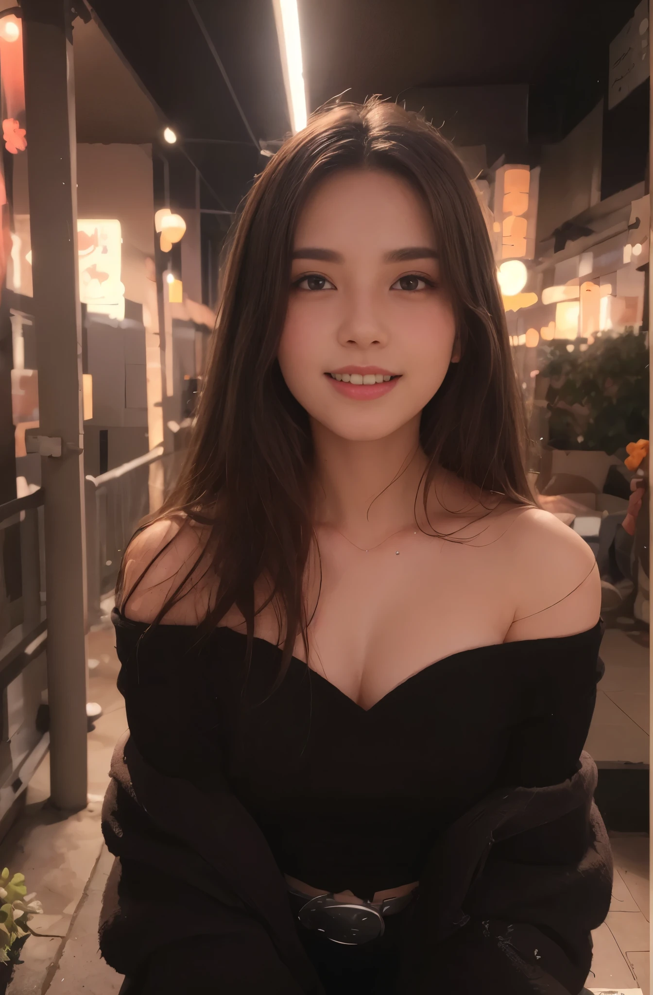 masutepiece, Best Quality, Illustration, Ultra-detailed, finely detail, hight resolution, 8K Wallpaper, Perfect dynamic composition, Beautiful detailed eyes, Off-shoulder t shirt and mini shorts,Bob Hair, mid-chest, Natural Color Lip, Random and sexy poses,Smile,20 years girl　Colossal tits、nightclub、sheer body stockings、