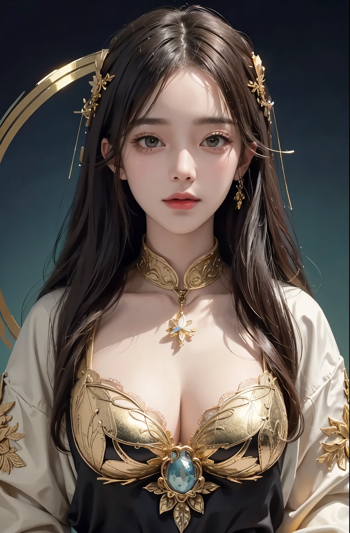 (masterpiece、top-quality、top-quality、Official art、Beautifully Aesthetic:1.2)、(1girl in)、Extreme details、colourfull、highestdetailed、Official art、Unity 8k壁纸、ultra-detailliert、Beautifully Aesthetic、large boob、masterpiece、top-quality、(Zentangle、a Mandala、Tangles、Entanglement)、Holy Light、gold foil、gold foilアート、glitter drawing、PerfectNwsjMajmagic