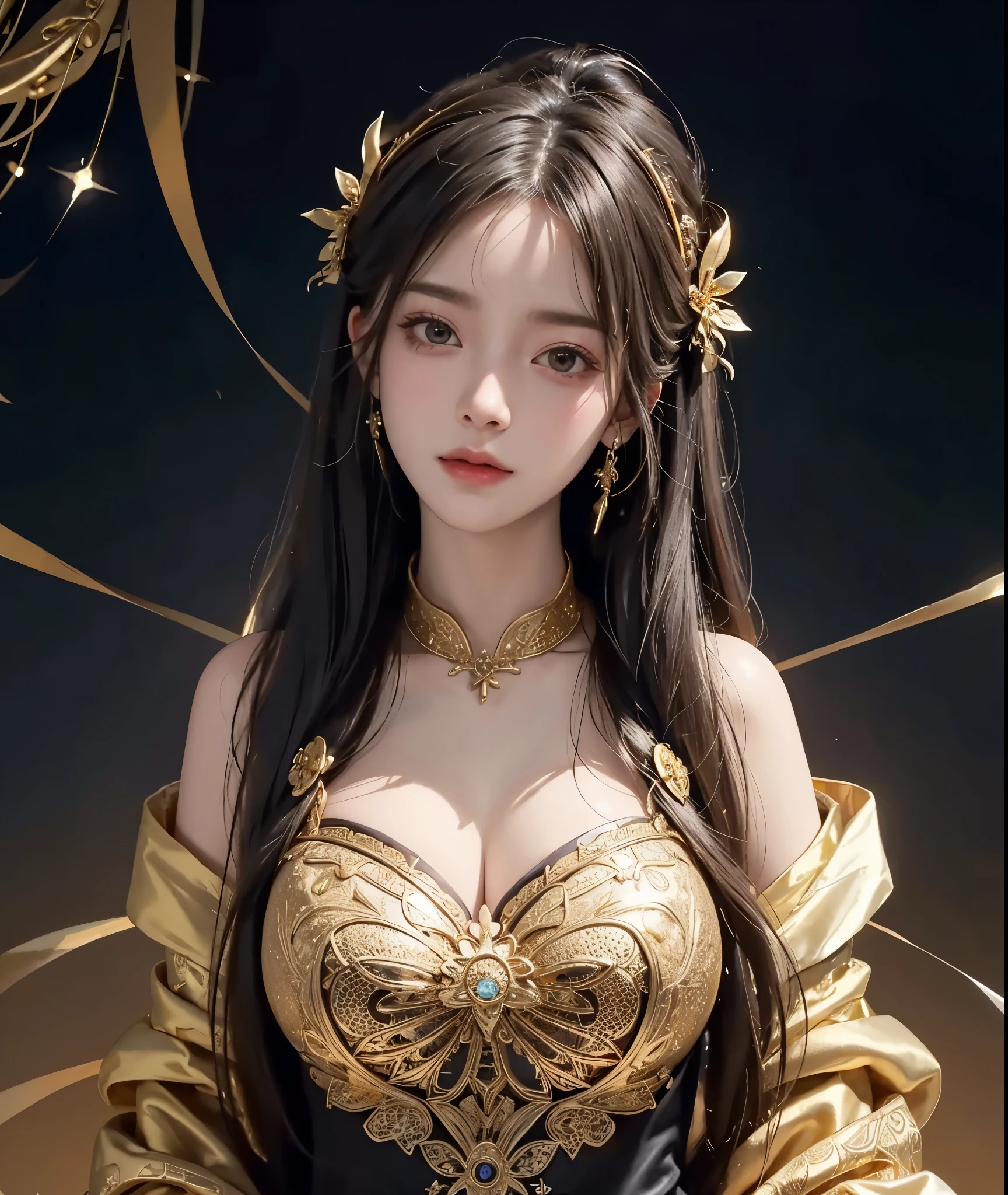 (masterpiece、top-quality、top-quality、Official art、Beautifully Aesthetic:1.2)、(1girl in)、Extreme details、colourfull、highestdetailed、Official art、Unity 8k壁纸、ultra-detailliert、Beautifully Aesthetic、large boob、masterpiece、top-quality、(Zentangle、a Mandala、Tangles、Entanglement)、Holy Light、gold foil、gold foilアート、glitter drawing、PerfectNwsjMajmagic