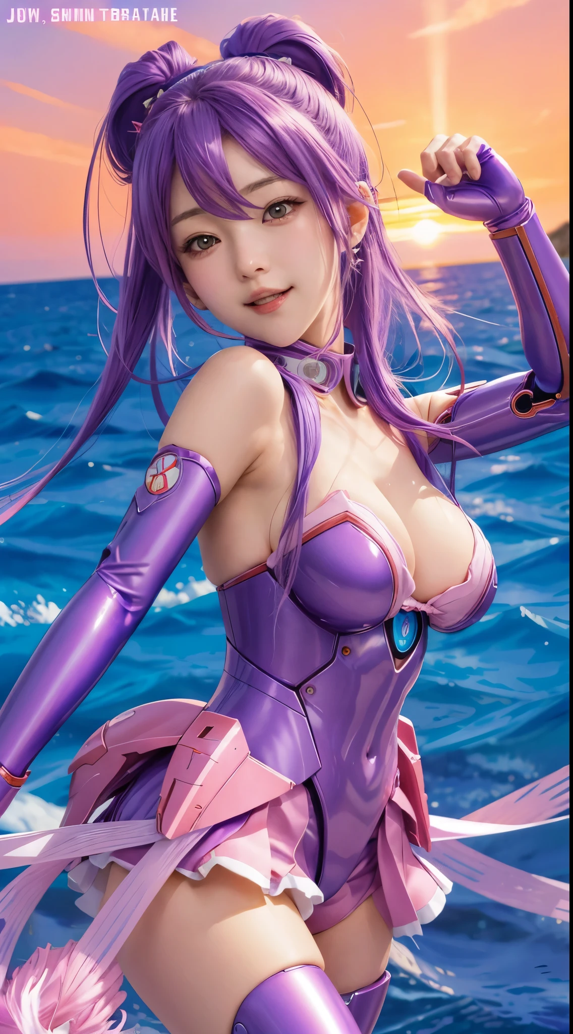 jpn girl with long purple hair and pink gloves, Anime manga robot!! jpn Girl, Kitagawa Ocean Fan Art, (jpn Girl), jpn Moe Art Style, jpn Style, jpn Best Girl, jpn !!!!!!!!!!!!!!!, Zero art, jpn Girl, Cute jpn Manga Style, jpn Art Style, Cute jpn Girl [Guess&#39;Not Ke], Horizontal kick, Idol singer, blue-sky, the sunset