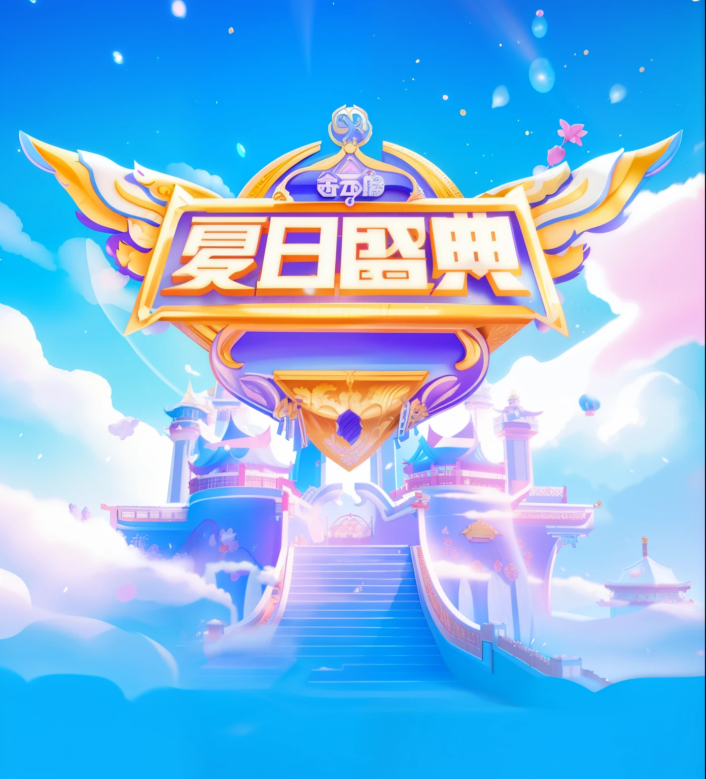 Stylized image of castle with sky as background, 3 d icon for , Popular topics on cgstation, flying cloud castle, Cloud Palace, The cover of the game, xianxia fantasy,  art,  background, , G Liulian art style, Official artwork, front cover of a new video game,  asset