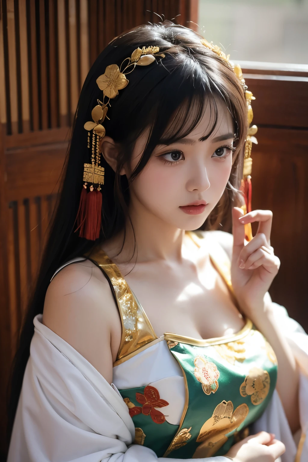 A melancholy girl in oriental costume