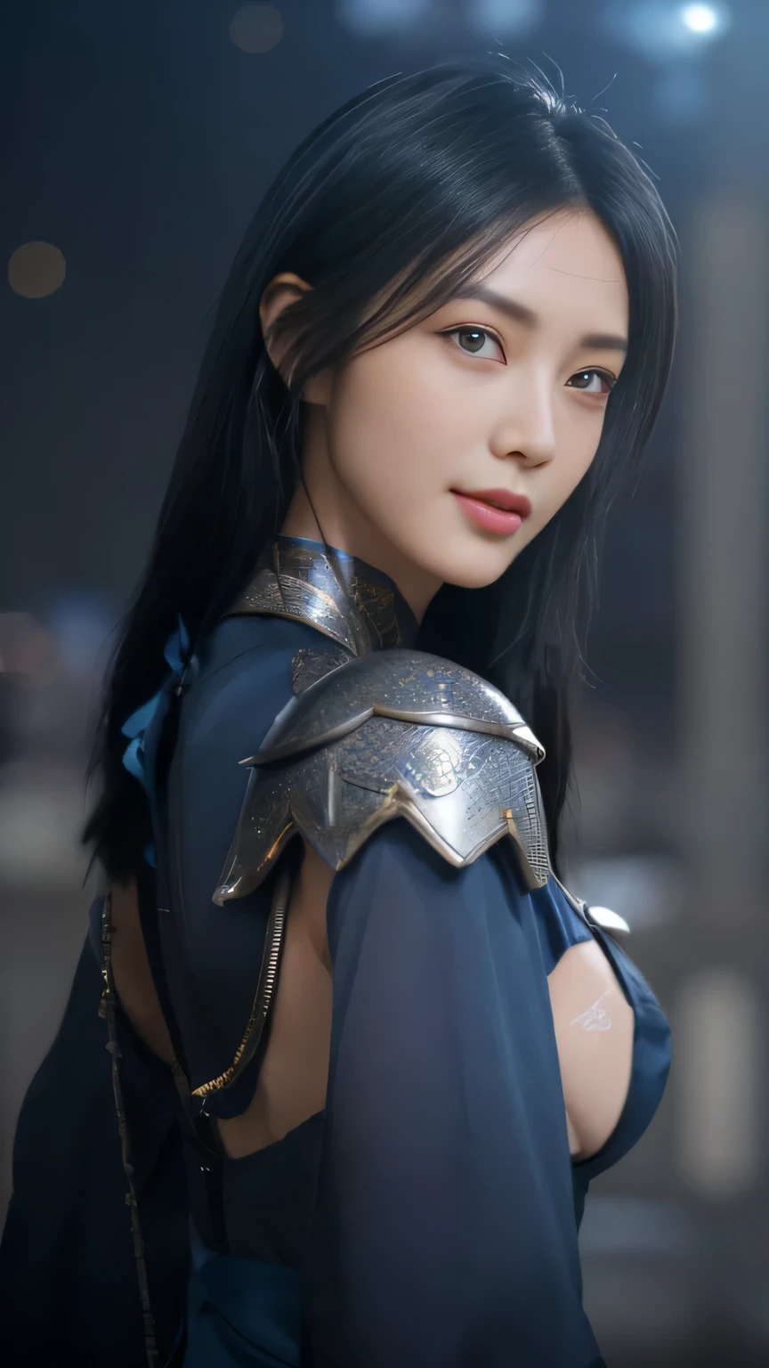 (Best Quality, masutepiece, Perfect face, detailed simmetric eyes), 
Dark blue hair, 20 year old European girl, Flirting smile in POV, 
Chinese Fairy Costumes,
High contrast, (Natural Skin Texture, Hyper-Realism, Soft light, sharp), Night,
 kyoto, Fireworks go off:1.3), Dark theme, Soothing tones, Muted colors, High contrast, (Natural Skin Texture, Hyper-Realism, Soft light, sharp), nffsw, dramatic lights, (Sexy :1.2), (Charming :1.2) ,(Random View :1.2) High contrast, photorealistic digital art trending on Artstation 8k HD high definition detailed realistic,
Detailed, Skin Texture, hyperdetails, リアルなSkin Texture, 
armor, Best Quality, Ultra High Resolution, (Big breasts: 1.4),
Thigh,