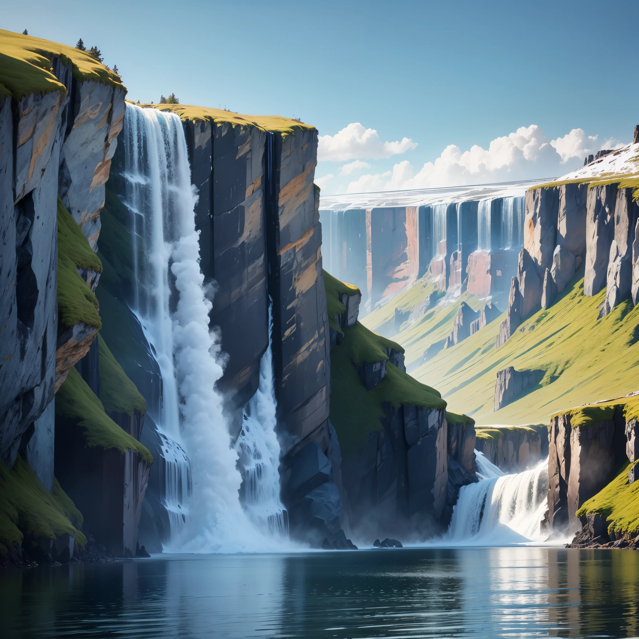 The Great Belt Waterfall, located deep in the Great Belt strait, is situated between the Nordic countries of Iceland and Greenland, a Danish territory. This waterfall is completely submerged underwater and is the tallest underwater waterfall in the world. --auto --s2