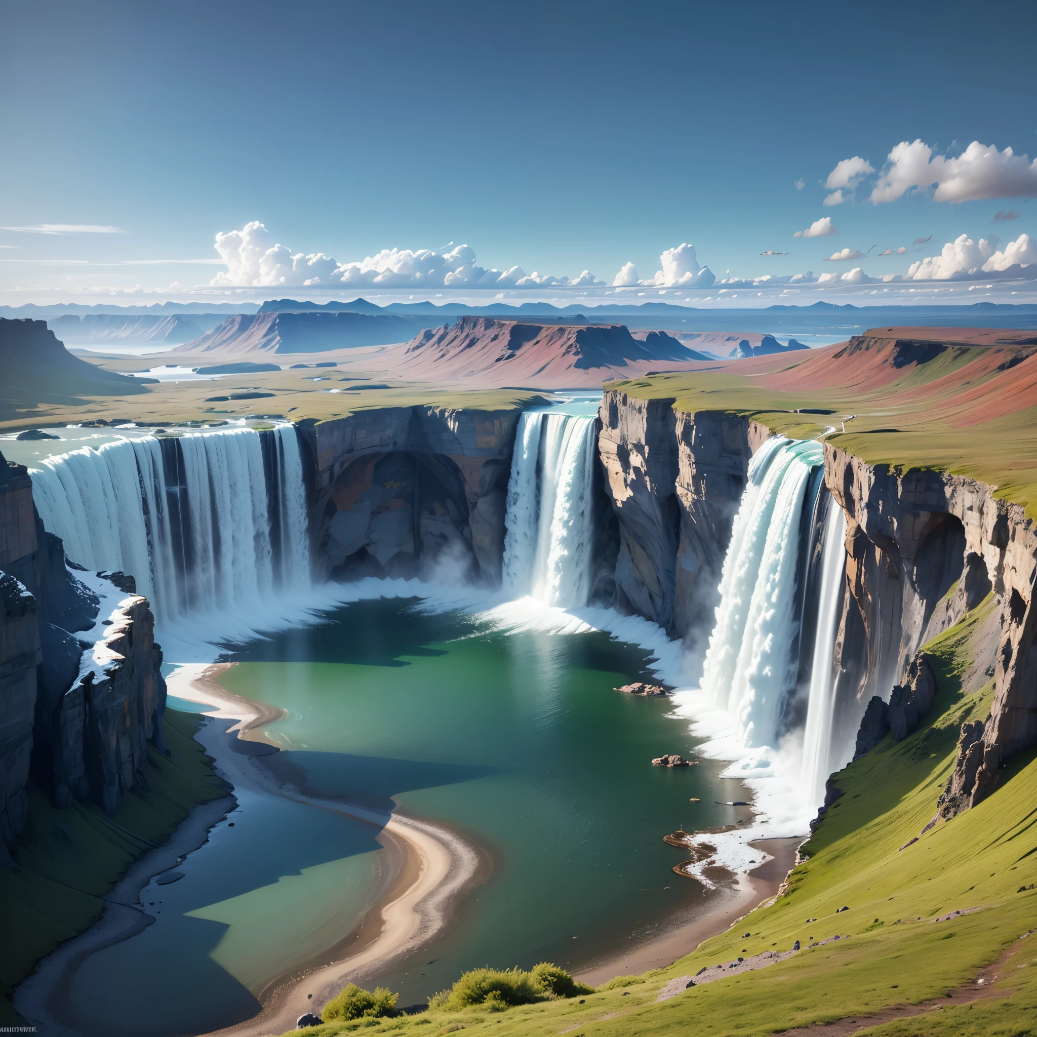 The Great Belt Waterfall, located deep in the Great Belt strait, is situated between the Nordic countries of Iceland and Greenland, a Danish territory. This waterfall is completely submerged underwater and is the tallest underwater waterfall in the world. --auto --s2